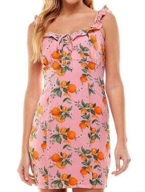 Summer Dress Pink Orange Mini Dress Oranges Print NWT